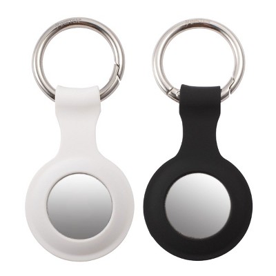 Insten 2 Pack Silicone Case & Keychain Ring Compatible with AirTag / Air Tag, Accessories Holder, White/Black