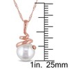 EVERLY JEWELRY | 14K Rose Gold 8-8.5mm Cultured Freshwater Pearl Swirl Pendant with Chain - 17 inch - 4 of 4