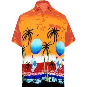 LA LEELA Mens Hawaiian Shirts Short Sleeve Button Down Shirt Men's Casual Shirts Holiday Tropical Beach Party Shirts for Men Funny - 1 of 3