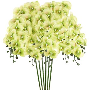 Unique Bargains Artificial Orchid Flowers Nine-headed Large Faux Phalaenopsis Silk Bouquets Real Touch 37 Inch - 1 of 4