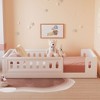 CAVINAS Twin Size Solid Wood Platform Bed Frame with Guardrail,Modern Floor Bed for Kids Room,Bedroom - 3 of 4