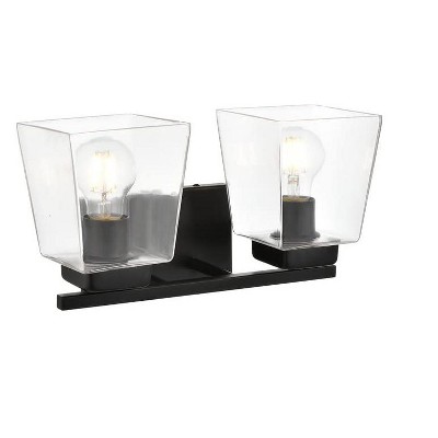 Elegant Lighting Merrick 2 light Black and Clear Bath Sconce