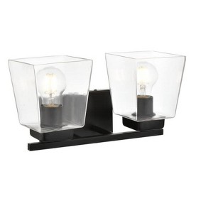 Elegant Lighting Merrick 2 light Black and Clear Bath Sconce - 1 of 4