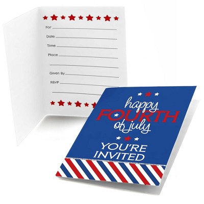 Big Dot of Happiness 4th of July - Fill-in Independence Day Party Invitations (8 Count)