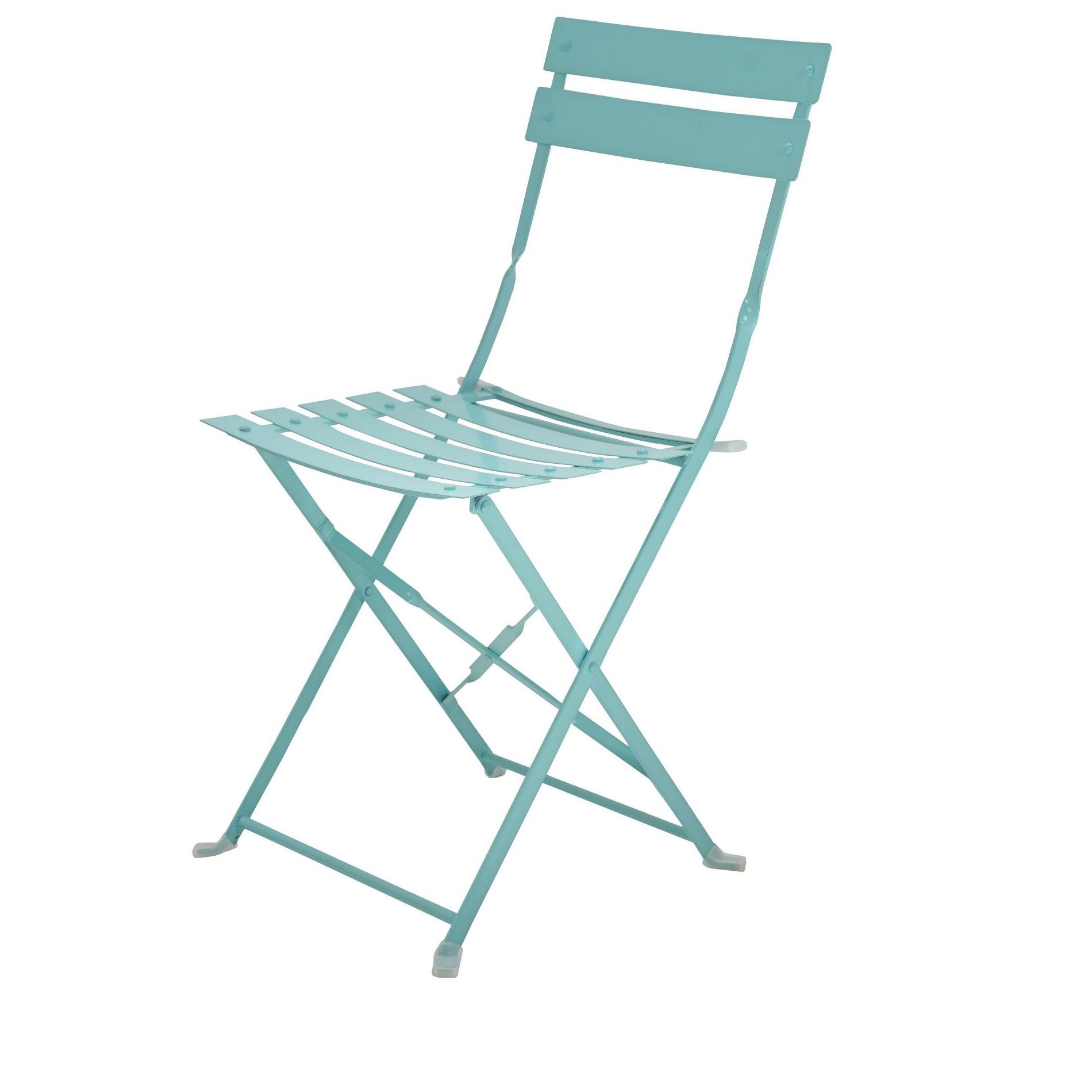 HomeRoots Set of Two Teal Blue Aluminum Outdoor Folding Dining Chairs