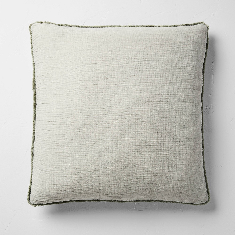 Euro 26''x26'' Textured Chambray Cotton Decorative Throw Pillow Sage Green - Casaluna