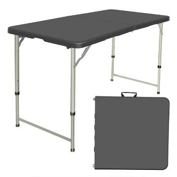 SKONYON 4ft Folding Table, Adjustable Height Camping Table Picnic Camping, Black