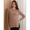 Women's Maternity Solid Color Round Neck Long - Sleeve Slit Top in Roman Fleece, Comfortable and Stylish Base Layer for Pregnant Women - 3 of 4