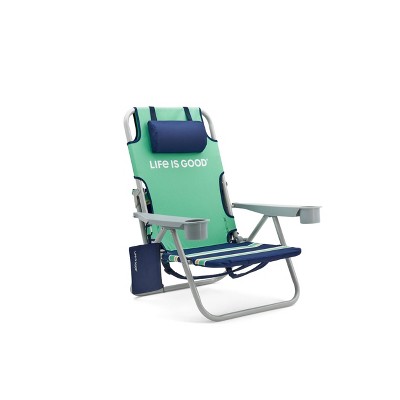 Outdoor Portable Beach Chair with Silver Frame and Green Sun - Life is Good