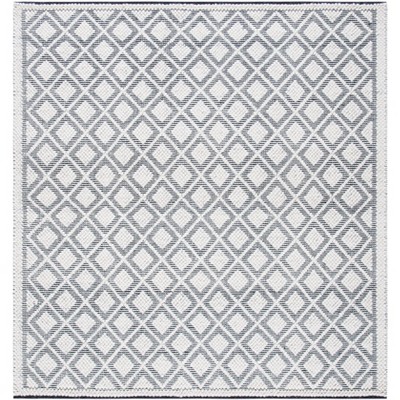 Handwoven Black and Ivory Braided Wool 6' Square Rug