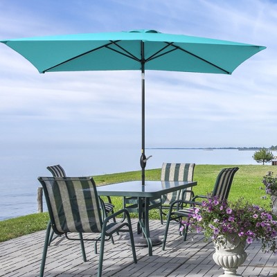 Sonkuki 10×6.5FT Rectangular Patio Umbrella with 200gsm Solution-Dyed Fabric