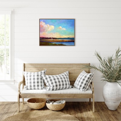 Large Framed Impressionist Nature Vista Canvas Print