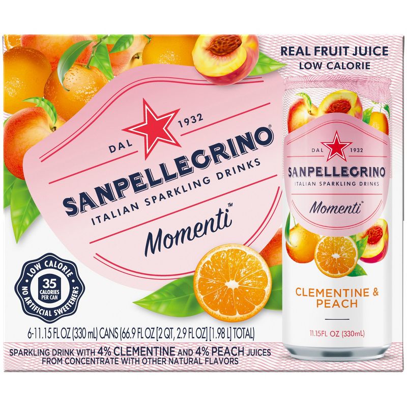 Sanpellegrino Momenti Clementine & Peach - 6pk/11.15 fl oz Cans, 1 of 12
