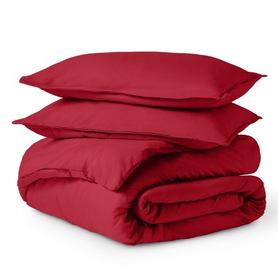 King/California King Red Ultra-Soft Microfiber Duvet Cover Set