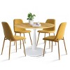 5 Piece Round Table Set,Small Round Dining Table For 4 Upholstered Chairs with Oak Legs-Maison Boucle - image 2 of 4