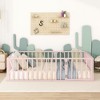 Queen-Size Metal Bed Frame with Enclosing Fence and Door Design - 2 of 4