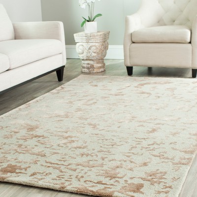 Ivory and Beige Hand-Tufted Wool and Viscose Area Rug, 8'3" x 11'