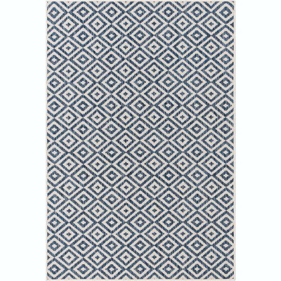 Blue Geometric 4' x 6' Reversible Outdoor Area Rug
