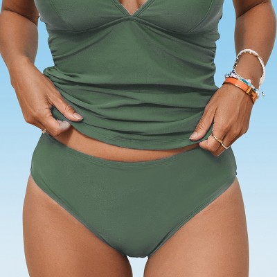 Women's Mid Waisted Available in Plus Bikini Bottoms Swimsuit (XS-4XL)- Cupshe