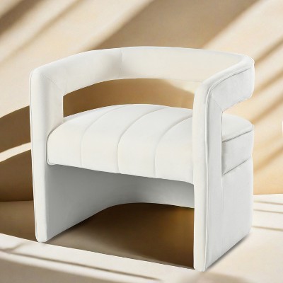 Modern Velvet Accent Chair with Ribbed Detail, Luxury Curved Fully Upholstered Chair -ModernLuxe