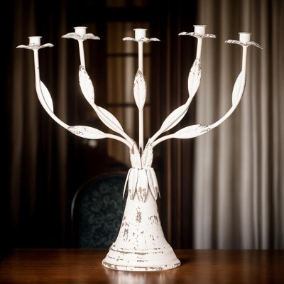 Vintage Farmhouse Metal Candle Holder ¨C 5 Arm Handmade Rustic Candelabra for Tabletop or Mantel D