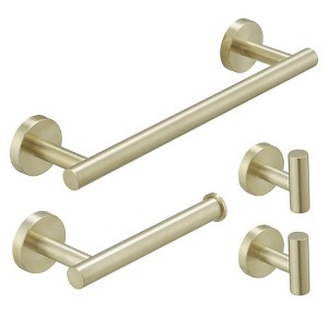 BWE 4-Piece Bath Hardware Set with Towel Hook and Toilet Paper Holder and Towel Bar Wall Mount - 1 of 4