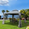 10' x 10' Patio Gazebo with Corner Frame Shelves, Double Roof Outdoor Gazebo Canopy Shelter with Netting for Patio, Wedding, Catering & Events - 2 of 4
