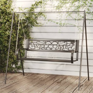 Garden Swing Bench Black Steel, Plastic Medium Hanging mount - 1 of 4