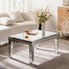 Modern Rectangle Coffee Table with Glass Mirror Top, Mirrored Finish Center Table for Living Room or Apartment – The Pop Home - 3 of 4