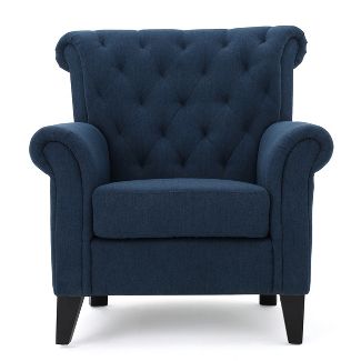 Merrit Tufted Club Chair - Dark Blue - Christopher Knight Home