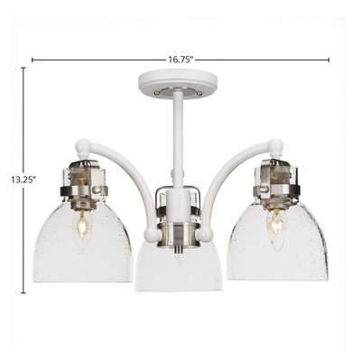 Toltec Lighting Easton 3 - Light Flush Mount in  White/Brushed Nickel with 6" Clear Bubble Shade