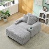 VASIP Green Corduroy Single Sofa with 1 Pillow and 2 Throw Pillows,  Footstool Convertible Storage Space ,for Small Space,Bedroom,Living Room - 3 of 4