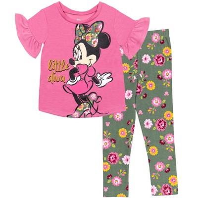 Mickey Mouse & Friends Minnie Mouse T-Shirt and Leggings Outfit Set Pink/Green 