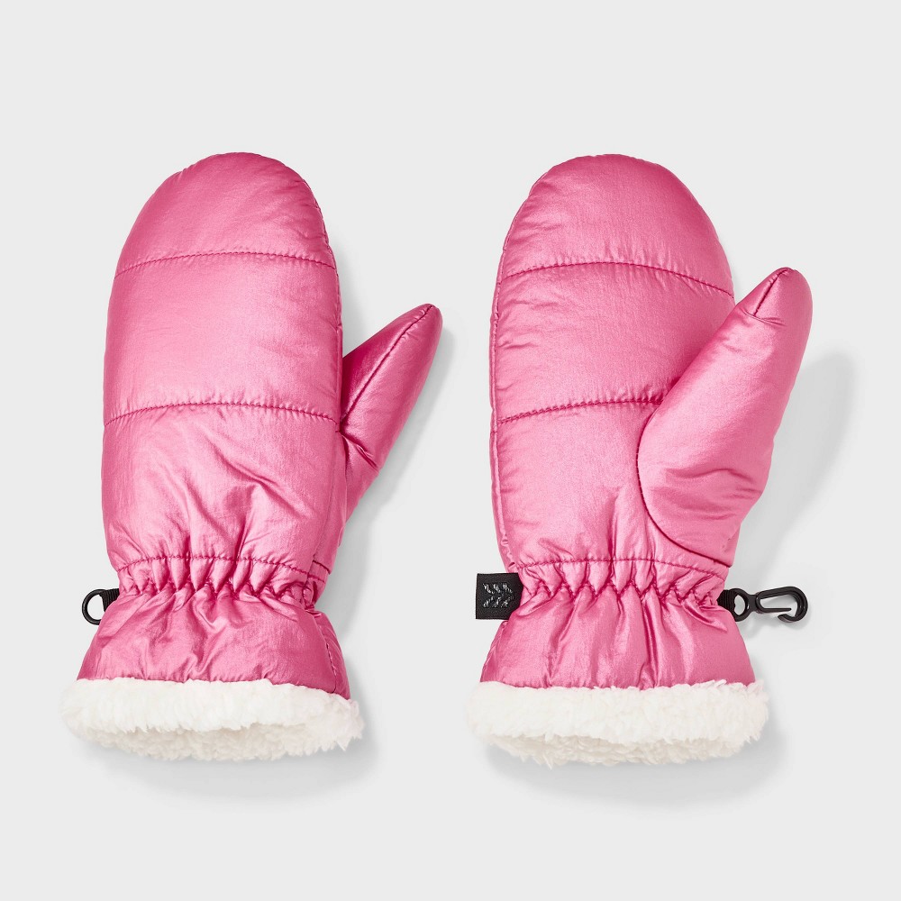 Girls' Puffer Mittens - All In Motion™ Pink 4-7