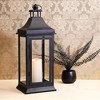 LumaBase Metal Lantern with Battery-Operated Candle - 19" Black - 3 of 4