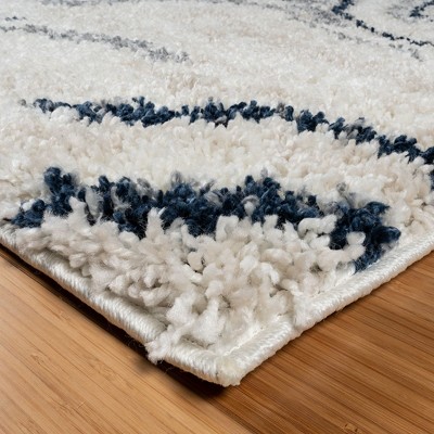 Gray and Navy Abstract Shag 5' x 7' Area Rug