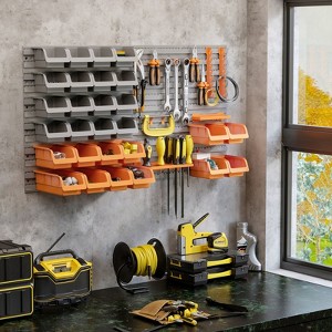 FONTOI Wall Mounted Pegboard Tool Organizer Rack Kit with Various Sized Storage Bins, Pegboard, Hooks, Orange, 8.8"*37.5"*21.3" - 1 of 4