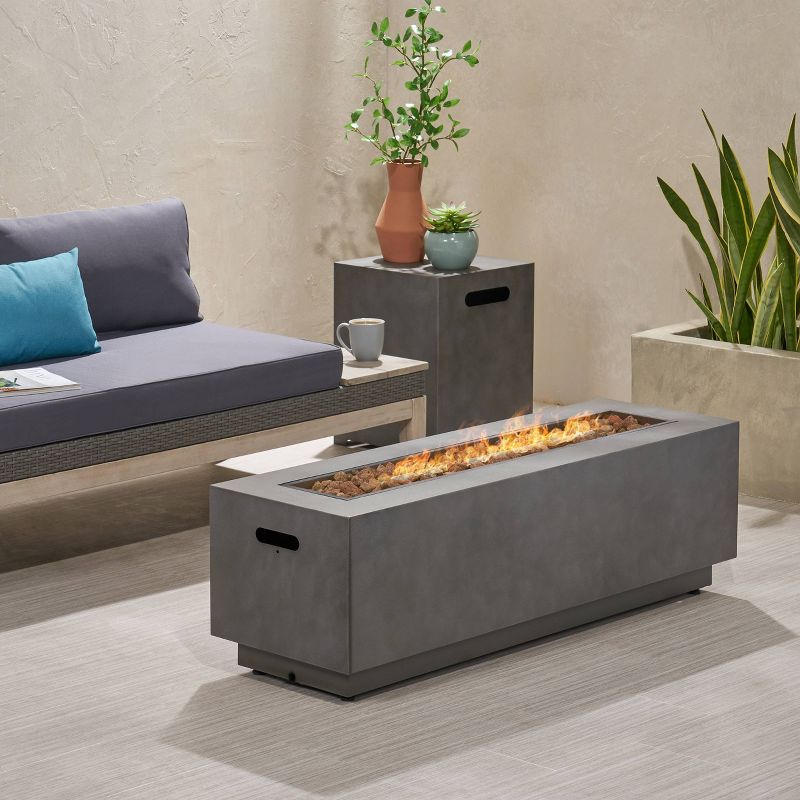 Wellington 48&#34; Rectangular Iron Gas Fire Pit with Tank Holder Dark Gray - Christopher Knight Home, 3 of 7