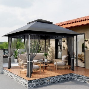 12 x 12ft Pop-up Gazebo, Double Roof Outdoor Canopy Tent with Mosquito Netting - 1 of 4