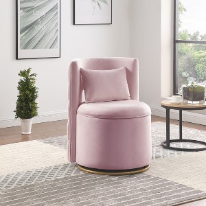 Sapphtopaz Velvet Swivel Accent Chair with Button Tufted Backrest Upholstered Barrel Chairs with Storage Curved Chairs for Living Room, Bedroom - 1 of 4