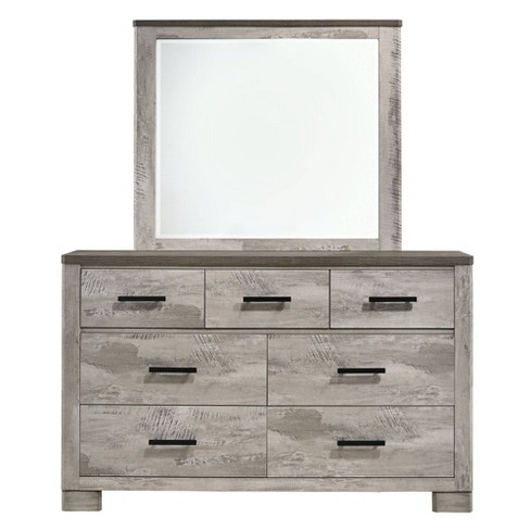 Adam 6 Drawer Dresser With Mirror Gray Picket House Furnishings