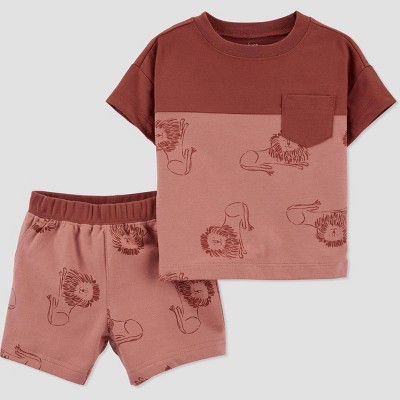 Carter's Just One You® Baby Boys' Lion Top & Shorts Set - Rust Newborn