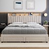 King Size Bed Frame with Storage Headboard and Charging Station, Platform Bed Frame with Drawers, Heavy Duty, No Box Spring Needed,Off-White - 4 of 4
