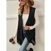 Women's Fringe Vest - Sleeveless Long Lapel Open Front Cardigan for Boho & Casual Outfits - 3 of 4