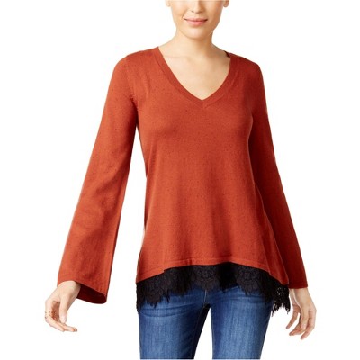 Style & Co. Womens Lace Insert Knit Sweater