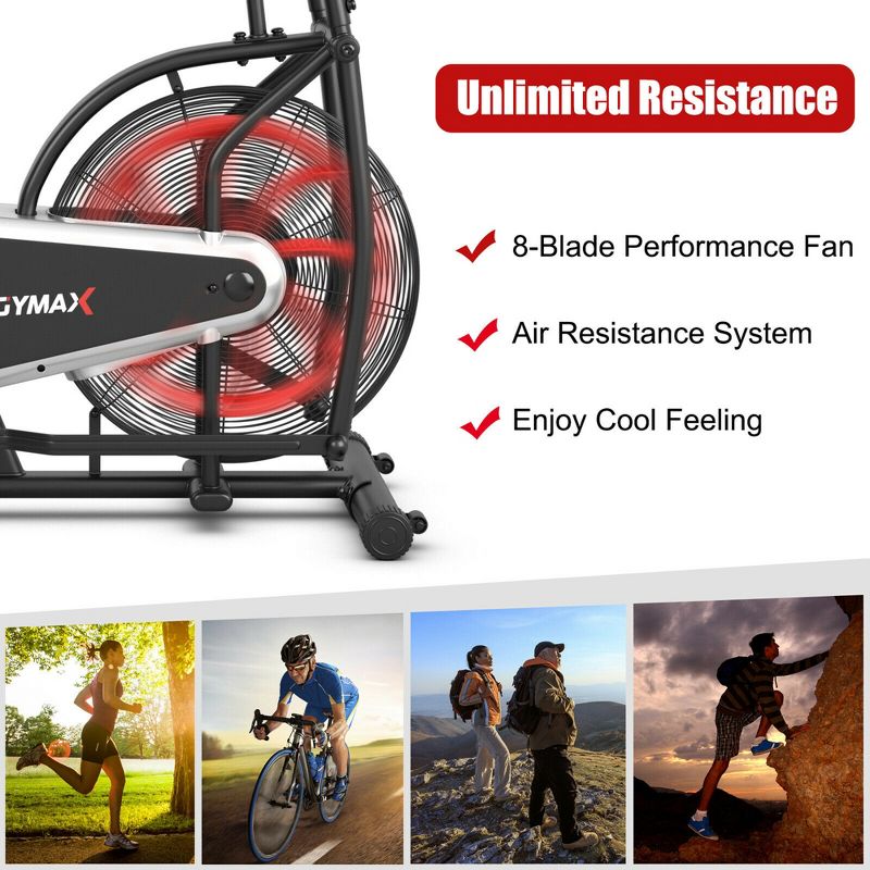Costway Unlimited Resistance Airdyne Bike Fan Exercise Bike with Clear LCD Display, 5 of 11