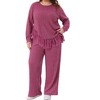 Agnes Orinda Women's Plus Size 2 Piece Crew Neck Asymmetrical Fringe Hem Long Sleeve Ribbed Top and Long Pants Casual Lounge Sets - 2 of 4