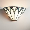 Regency Hill Filton Tiffany Style Wall Light Sconce Bronze Hardwire 12 1/4" Fixture White Blue Stained Art Glass Shade for Bedroom Bathroom Hallway - 2 of 4