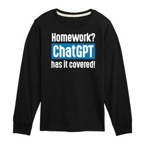 Boys' - Instant Message - Homework ChatGTP Has It Covered Long Sleeve Graphic T-Shirt - 1 of 4