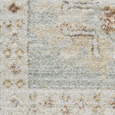 Mint Green Vintage Persian Style Runner Rug with Fringe Edges